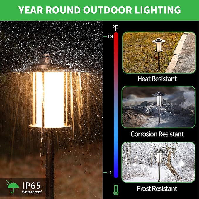 Outdoor Pathway Lights Wired 12V, 2700K/3000K/3500K/4000K/5000K Selectable Landscape Path Light Waterproof, LED Walkway Fixture Electric, ORB Aluminum for All Weather Garden Yard (12 Pack)