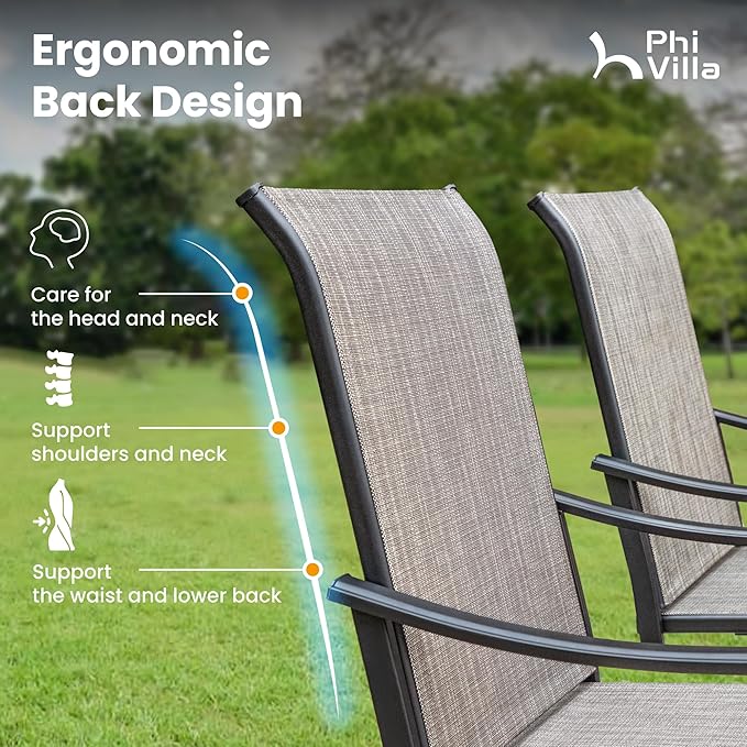 PHI VILLA 5 pcs Patio Dining Set,Outdoor Swivel Dining Chairs 4 and Metal Dining Table,Quick-Dry Textilene Fabric and Sturdy Metal Frame,Outdoor Table and Chairs for Yard