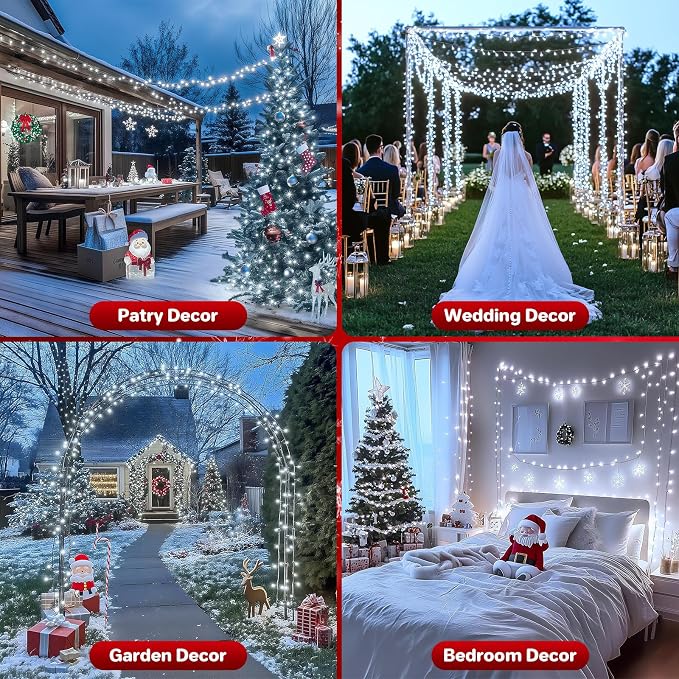 Extra Long 264Ft 800 LED Christmas Lights with Timer, Green Wire Fairy Starry String Lights Plug in, 8 Modes and Memory, forIndoor Outdoor Xmas Tree Wedding Party Decoration,Cool White