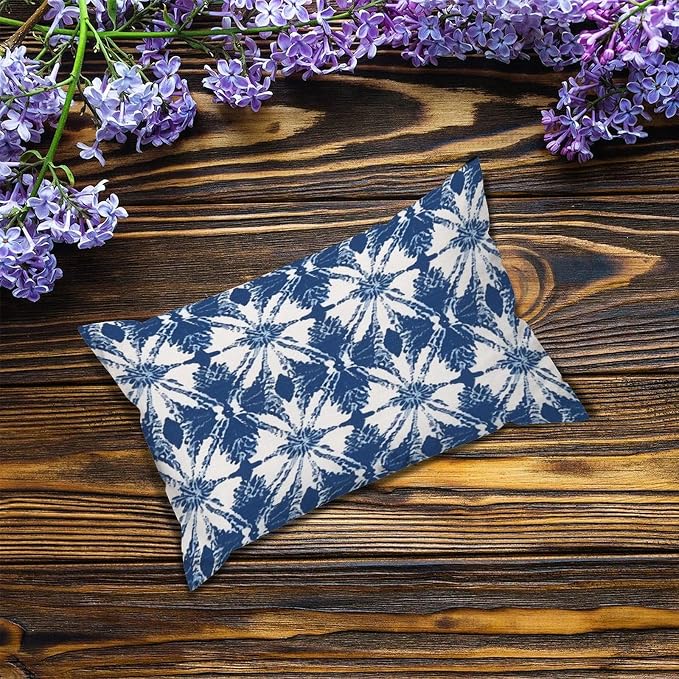 Set of 2 Indigo Blue Trellis Pillow Covers 12x18in Farmhouse Canvas Cushion Covers Outdoor for Couch Chair Home Decor for Family Friends