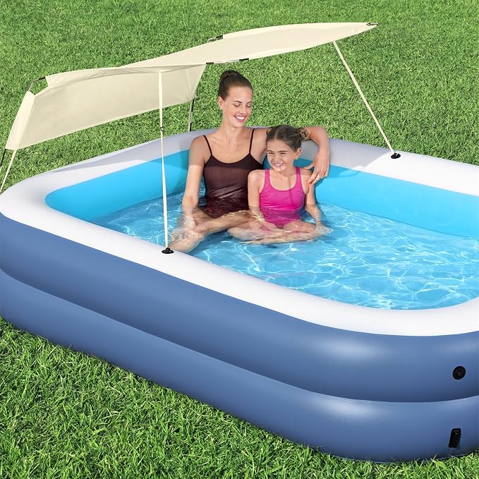 H2OGO! 2 Pack 8 Foot 4 Inch x 70 Inch Summer Bliss Shaded Inflatable Family Pool for Kids Ages 6 Above