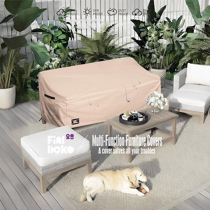 3-Seater Outdoor Couch Cover,79" Wx38" Dx35" H Patio Sofa Cover,100% Waterproof Heavy Duty Patio Furniture Covers,Light Brown