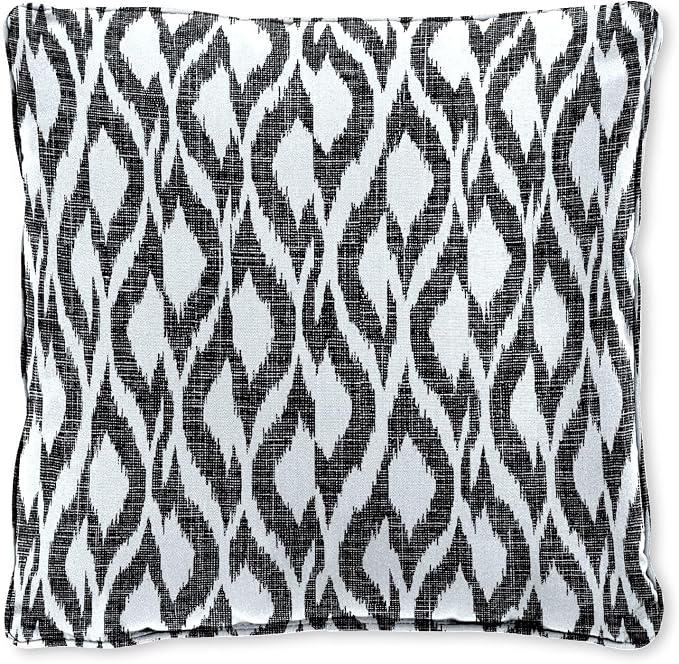 BrylaneHome Bh Outdoor Performance 16" Sq. Toss Pillow - Black Ikat