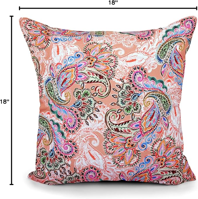 COZY TRENDS Decorative Indoor Outdoor Waterproof Throw Pillows with Inserts - Stylish Comfort for Your Patio Furniture, Garden Chairs, or Indoor Décor (18''X18'', Pink)