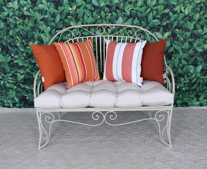 Outdoor/Indoor Sunbrella Throw Pillow Cover Only Square Set of 2 Pieces 20 inch x 20 inch Relate Persimmon Stripe - Insert Not Included