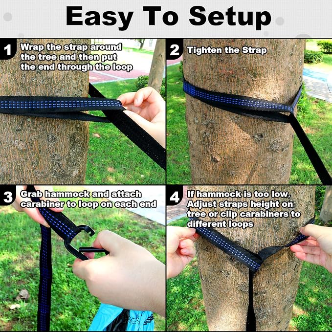 SZHLUX Camping Hammock Double & Single Portable Hammocks with 2 Tree Straps, Great for Hiking,Backpacking,Hunting,Outdoor,Beach,Camping,Black / Grey