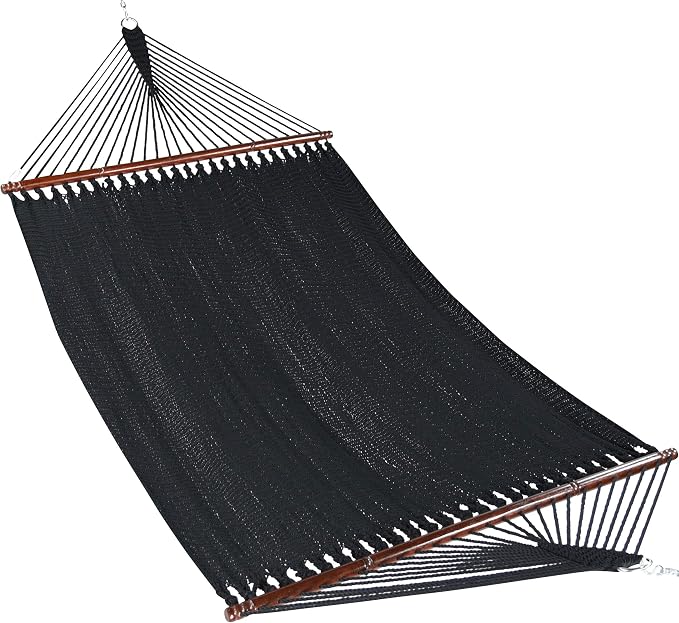 Jumbo Caribbean Hammock - 55 Inch - Soft-Spun Polyester - Black