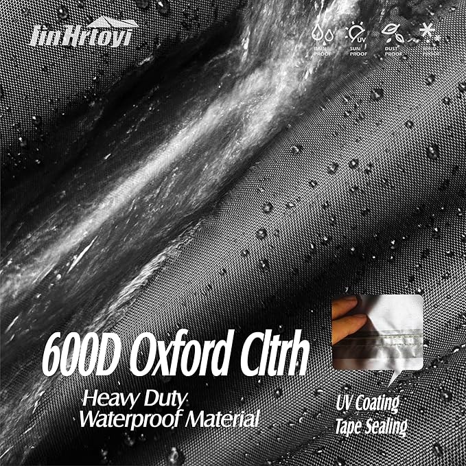 JinHrtoyi Patio Coffee Table Cover,48Wx28Dx16H Inches 100% Waterproof Heavy Duty Outdoor Rectangular Side Table Cover,Black Minimalism Style Outdoor Furniture Covers