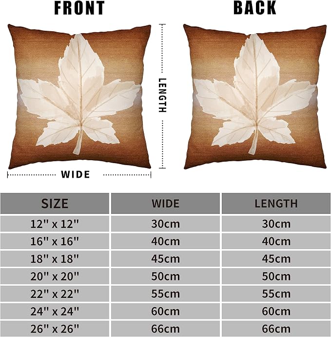 Thanksgiving Fall Decor Pillow Covers Maple Leaf Pillow Cover 24x24 Autumn Decorations Cushion Covers Brown Cotton Linen Pillow Cases for Patio Furniture Couch Outdoor Set of 2