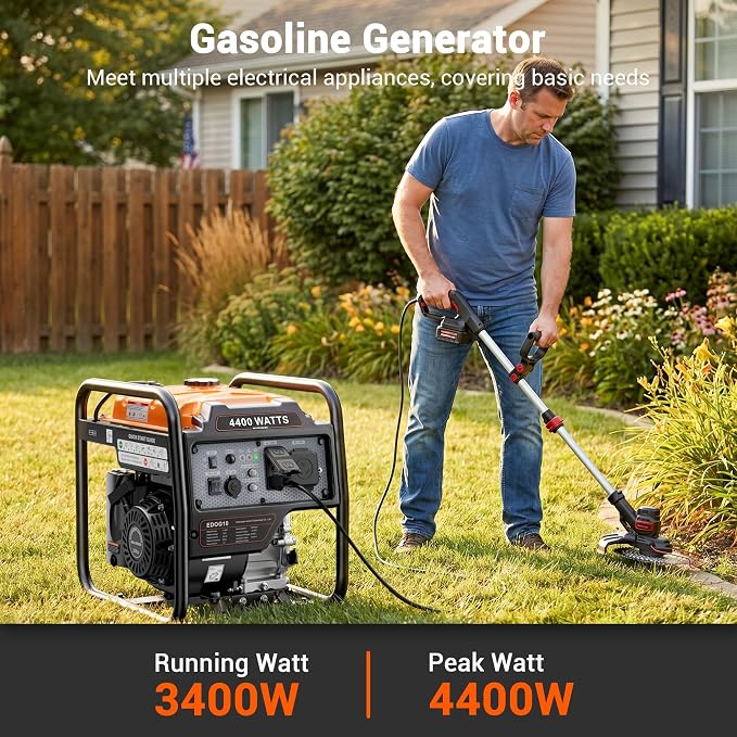4400 Watts Open Frame Inverter Generator, Gas Powered Portable Generator for Home Backup, RV Ready 30A Outlet, ECO Mode, Quiet Operation, Low Oil Shutoff, Emergency Power, EPA Compliant