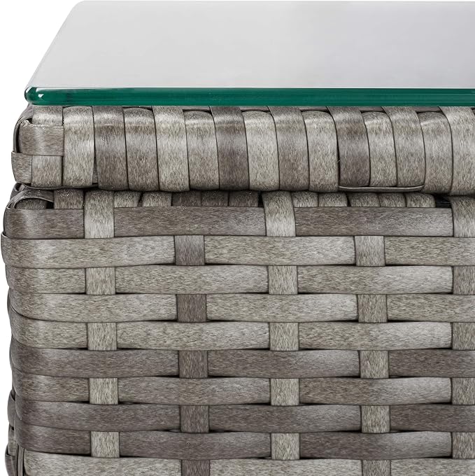 SAFAVIEH Outdoor Collection Helga Grey/Grey Wicker Conversation Patio Set