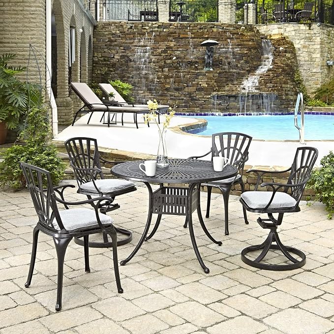 Homestyles 6660-3058C 5 Piece Outdoor Dining Set, 42" Table, Charcoal
