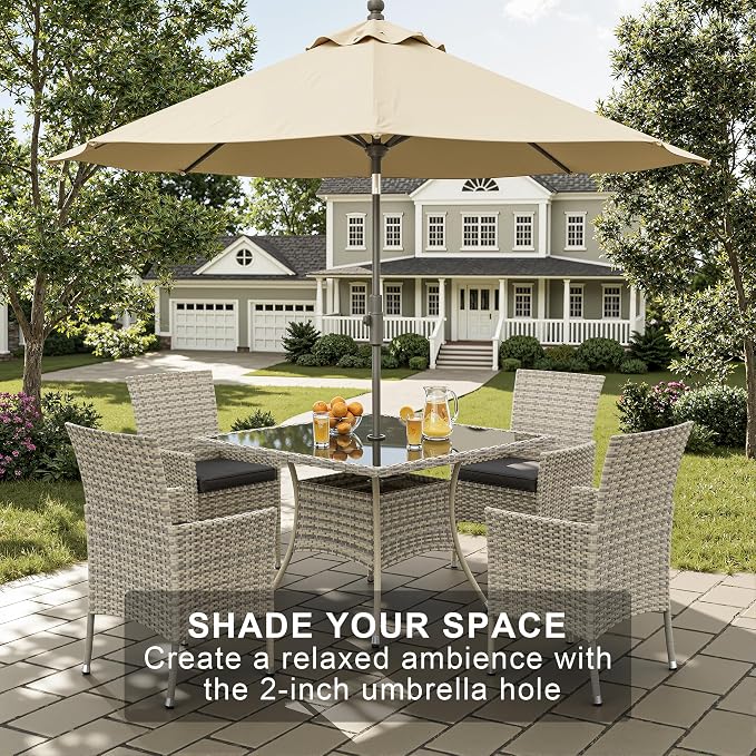 15-Piece Patio Dining Set with Square Tempered Glass Table Patio Furniture Set with 12 Wicker Chairs, Expandable Design for Larger Groups, Outdoor Furniture for Backyard, Deck, Garden, Dark Grey