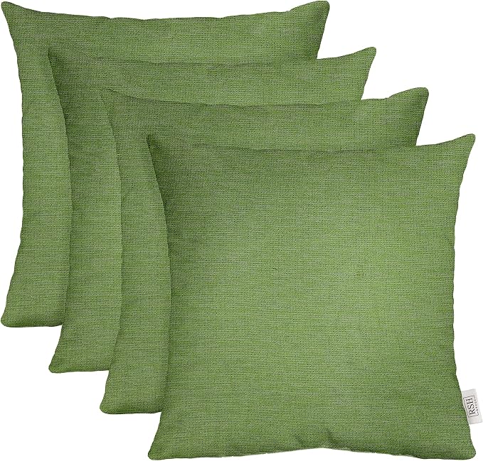 RSH DECOR: Sunbrella Square Throw Pillows Set of 4 | 17" x 17" | Water and Fade-Resistant Performance Fabric | Outdoor Pillow Covers with Down-Alternative Inserts | Made in USA (Cork Meadow Pistachio)