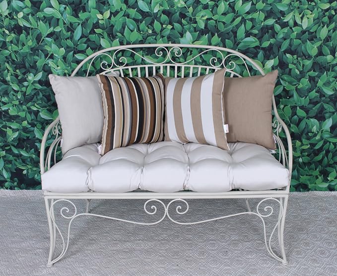 Outdoor/Indoor Sunbrella Throw Pillow Cover Only Square Set of 2 Pieces 18 inch x 18 inch Capitol Espresso Stripe - Insert Not Included, Brown