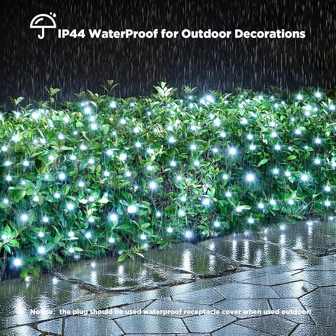 Led Net Lights Christmas Lights Outdoor 200Leds 9ft x 6ft Upgraded White Christmas Net Lighting, Waterproof 5mm LED Wide Angle Outdoor Indoor Mesh Net Light for Trees, Bushes, Shrubs Decorations