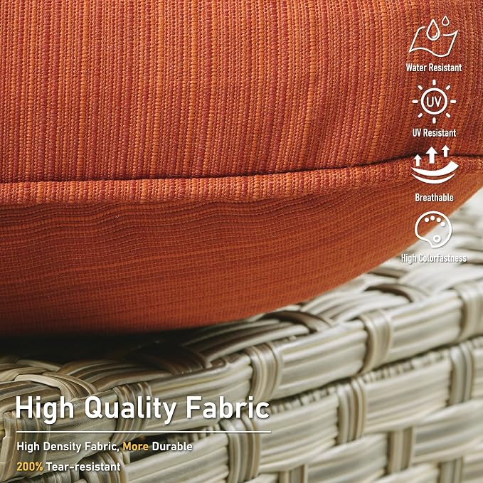 HOOOWOOO 2 Piece Patio Chairs Set,Outdoor Wicker Chairs,All Weather Resistant High Back Rattan Deck Chairs Matching Furniture(Orange Red)