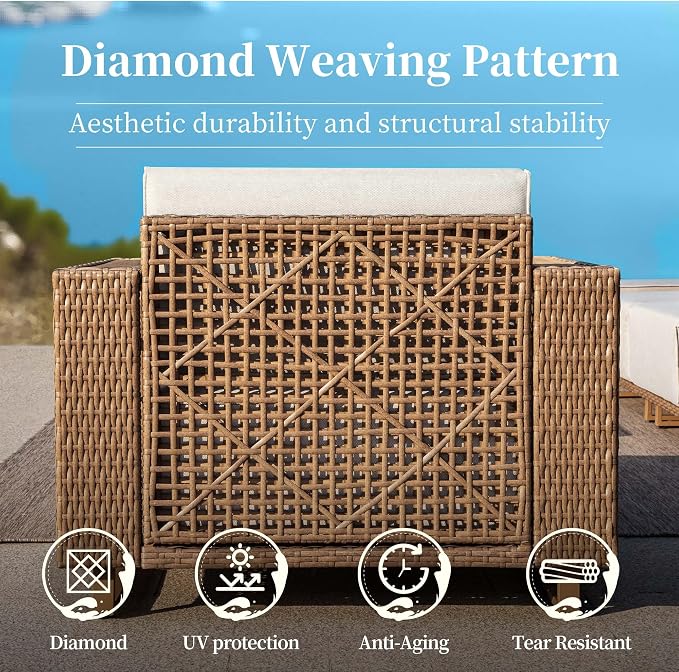 SUNSHINE VALLEY Patio Sectional Furniture, Outdoor Yellow Rattan Wicker Sofa with 10''Ultra-Thick Cushions, L Shaped Modular Patio Conversation Set, Low Profile Lawn Garden Backyard Couch Set