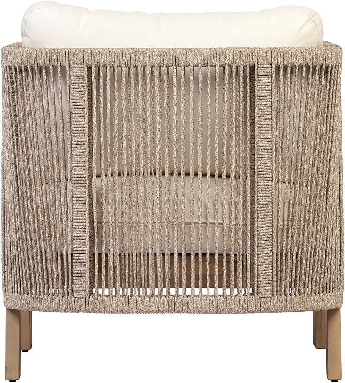 Christopher Knight Home Dalba 4-Seater Patio Furniture Set with Removable Cushion, 5 Piece Outdoor Acacia Wood Conversation Set, Wooden Outdoor Sectional Sofa Set, Beige+Light Teak