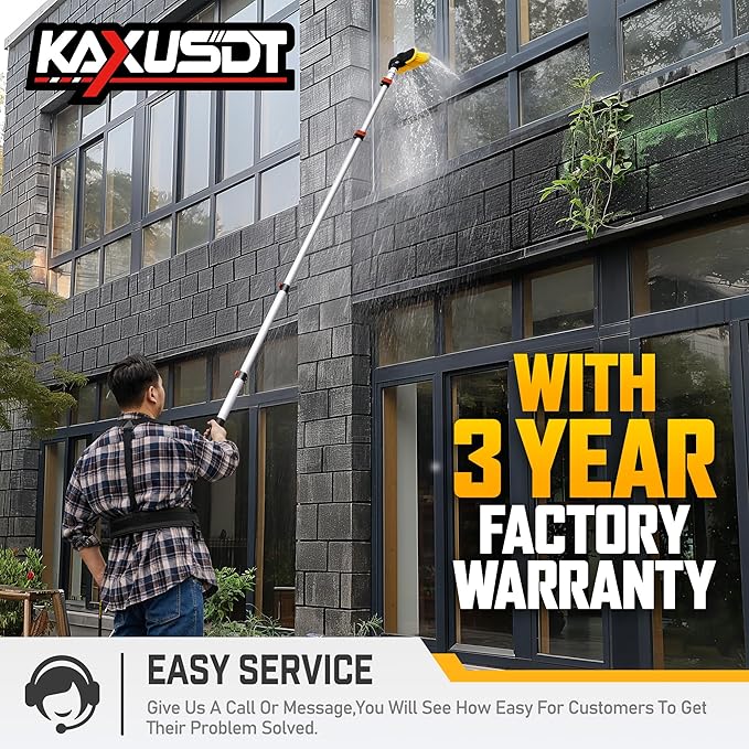 24FT Telescoping Pressure Washer Extension Wand, 𝟐𝟎𝟐𝟔 𝐔𝐩𝐠𝐫𝐚𝐝𝐞𝐝 High Power Washer Wand Extension Pole with Support Belt & 3 Wand, 7 Spray Nozzle Tips, 4000PSI, Gutter Cleaning Tools