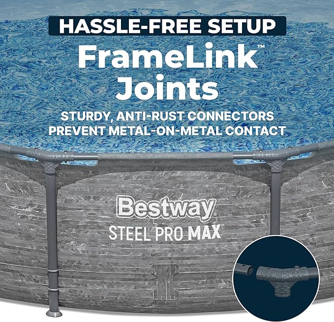 Bestway Steel Pro MAX 12' x 30" Above Ground Pool, Round Metal Frame Outdoor Swimming Pool Set with Filter Pump, Stacked Stone Print