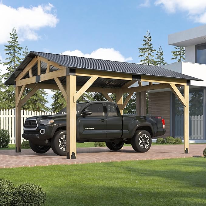 COVERONICS 12’x14’ Outdoor Wood Gazebo - Hardtop Patio Gazebos with Galvanized Steel Roof, Cedar Wooden Gazebo for Garden, Porch, Patio and Deck