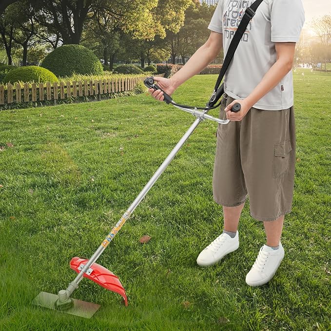 4-Stroke Gas Powered Brush Cutter, 35.8CC 1050W 2 in 1 Engine Powered Grass Trimmer Multi-Functional Trimming Tool Gas Powered Weed Wacker with Goggles for Agriculture Forestry (35.8CC,1050W)