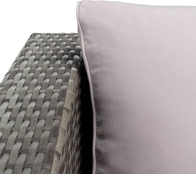 SAFAVIEH Outdoor - Madalina Sectional Set - Grey & Grey - Steel Frame with Cushion - Contemporary Sectional with Coffee Table - Ideal for Patio, Deck, Porch, Backyard (PAT7509B)