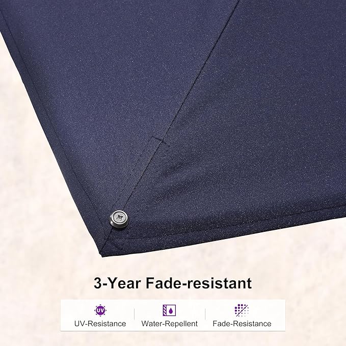 PURPLE LEAF 8' X 11.5' Right-left Tilt White Cantilever Umbrella with Base Patio Outdoor Swivel Umbrellas with Aluminum Tilt Offset Umbrella with 360° Rotation for Deck Pool, Navy Blue
