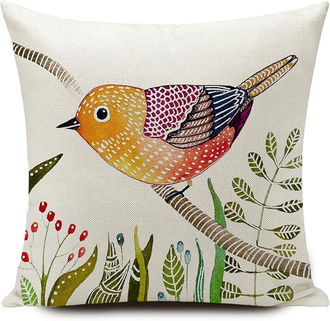 Outdoor Pillow Covers Waterproof Furniture Patio Garden Decor for Outside Chair Cushions Birds Throw Pillows 18x18 Inch Set of 4 Decorative for Couch Sofa