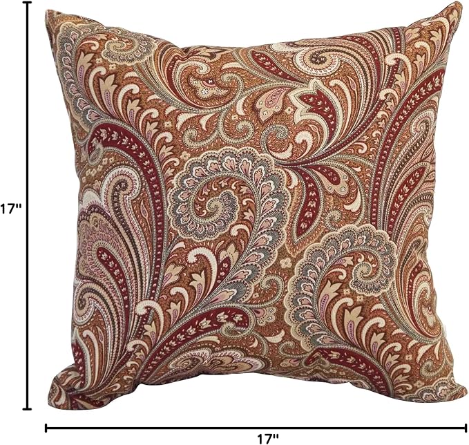 Blazing Needles Square Outdoor Throw Pillow, 17", Merona Cinnabar 2 Count