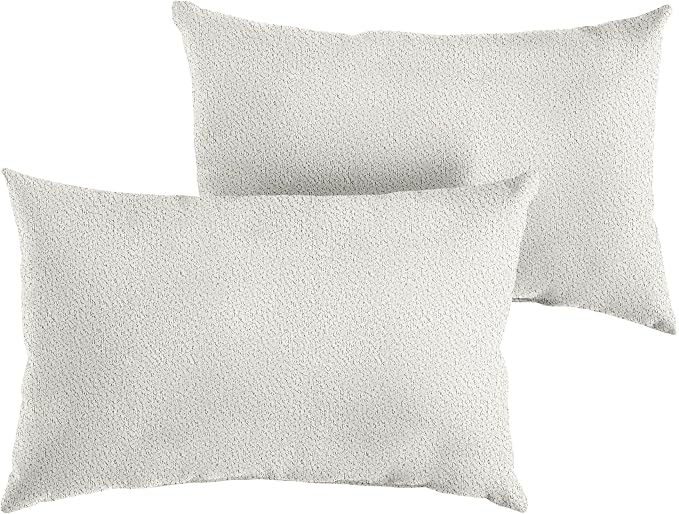 Sorra Home Boucle Outdoor Knife Edge Set of 2 Pillows, 12 in x 24 in, Ivory 2 Pound