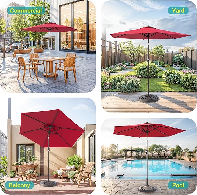 7.5ft Outdoor Umbrella Patio Umbrella,2-Year-Non-Fading,Table Market Patio Umbrella with Push Button Tilt and Crank,for Pool, Deck, Garden,Backyard