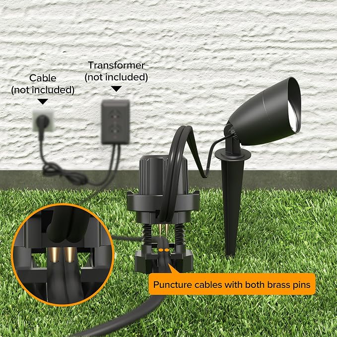 LUTEC 12V Low Voltage Landscape Lighting, Die-cast Aluminum Spot Lights with Connectors, IP65 Waterproof Outdoor Landscape Spotlights, 5W 550LM Warm White 3000K for Tree Garden Yard Pathway, 1 Pack