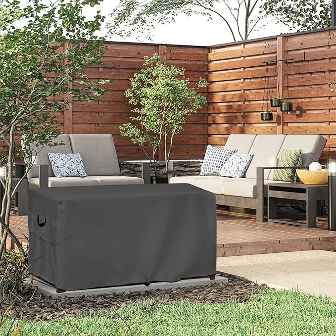 ULTCOVER Patio Deck Box Storage Bench Cover - Waterproof Outdoor Rectangular Fire Pit Table Cover 54 x 28 inch, Black