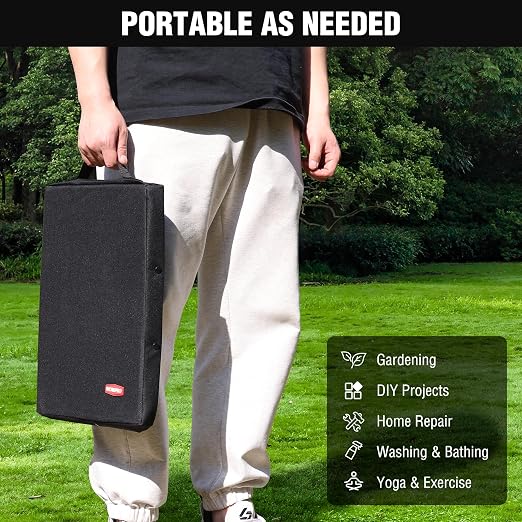 WORKPRO 17" Kneeling Pad with Removable Cover, Black | Soft NBR Foam Cushioning, Large Size, For Gardening, Daily Chores, Workout Supplies