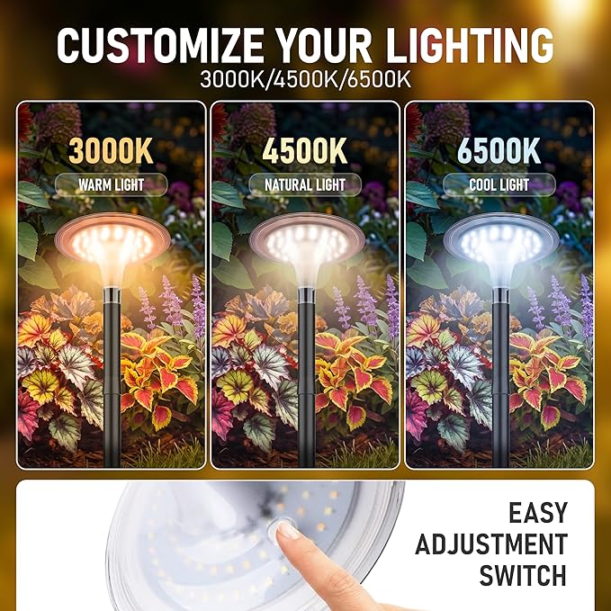 JOFIOS Solar Pathway Lights 8 Pack, 3 Color Modes, 200LM 58 LEDs Bright Landscape Lighting, 2000mAh Battery 10H+ Runtime, IP65 Waterproof Modern Walkway Lights for Garden Yard Driveway
