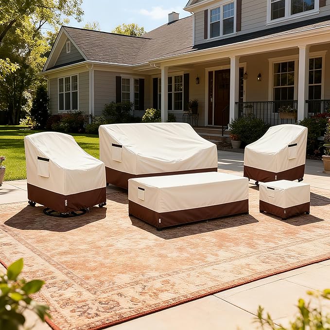 Patio Chair Covers for Outdoor Furniture Waterproof 2 Pack, Heavy Duty Waterproof Outdoor Swivel Chair Cover (35" W x37 D x36 H - Beige)