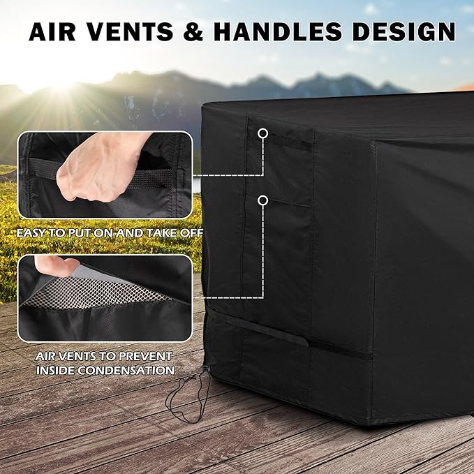 Outdoor Dining Table Cover Weatherproof, 56 Inch Rectangular Patio Table Cover for Outdoor Bar Table, Waterproof Patio Furniture Cover for Outside Coffee Table