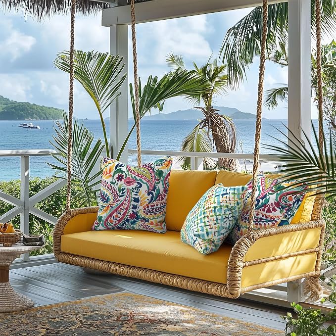 Outdoor Pillows for Patio Furniture 18x18 inch, Square Outdoor Throw Pillows with Inserts, Decorative Toss Pillows for Garden Couch Home Sofa Office Chair, Pack of 2,Acapa Opal Geometric