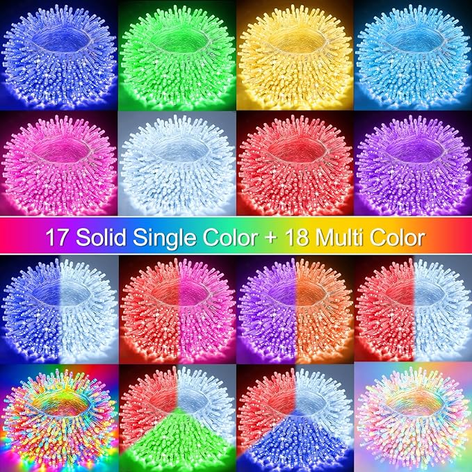 500 LED Color Changing Christmas String Lights with Remote, 164 ft | Green Wire 35 Colors Halloween Lights Plug in with Timer, Connectable RGB String Lights Indoor Bedroom Party Christmas Decor