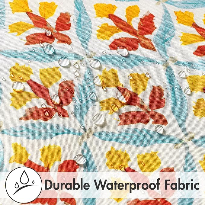 MIULEE Outdoor Floral Pillow Covers Waterproof 18x18 Orange Teal Red | Decorative Block Print,Boho Farmhouse, Set of 2 Coastal Summer Cushion Covers with Piping,Garden Patio Furniture Porch Couch