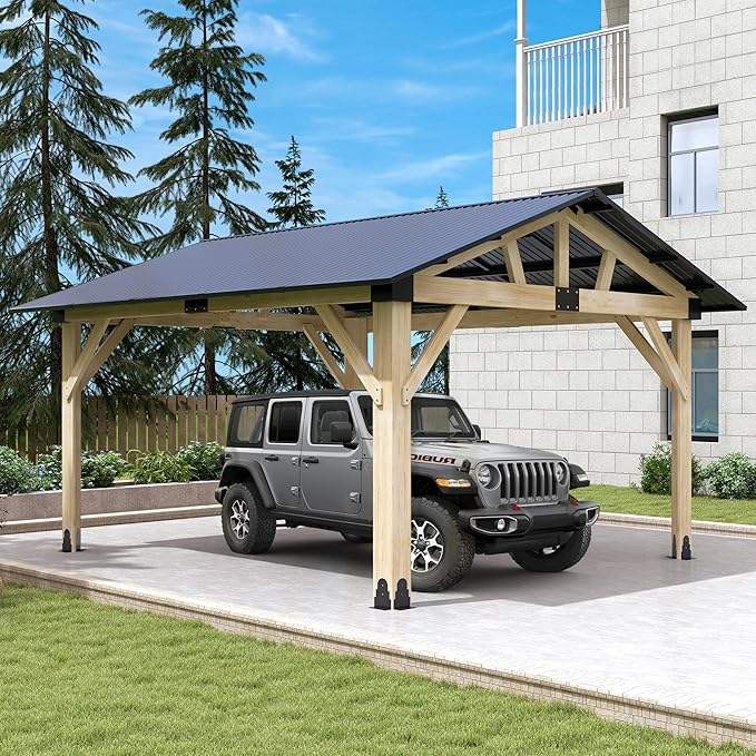 COVERONICS 12’x14’ Outdoor Wood Gazebo - Hardtop Patio Gazebos with Galvanized Steel Roof, Cedar Wooden Gazebo for Garden, Porch, Patio and Deck