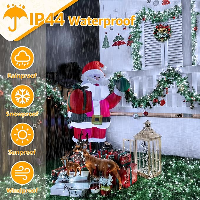 Ollny Cluster Lights Christmas 400LED 20FT, Cool White Christmas Tree Lights 8 Modes Timer Remote, Waterproof Connectable String Lights for Outdoor Indoor Outside Garland Xmas Decorations
