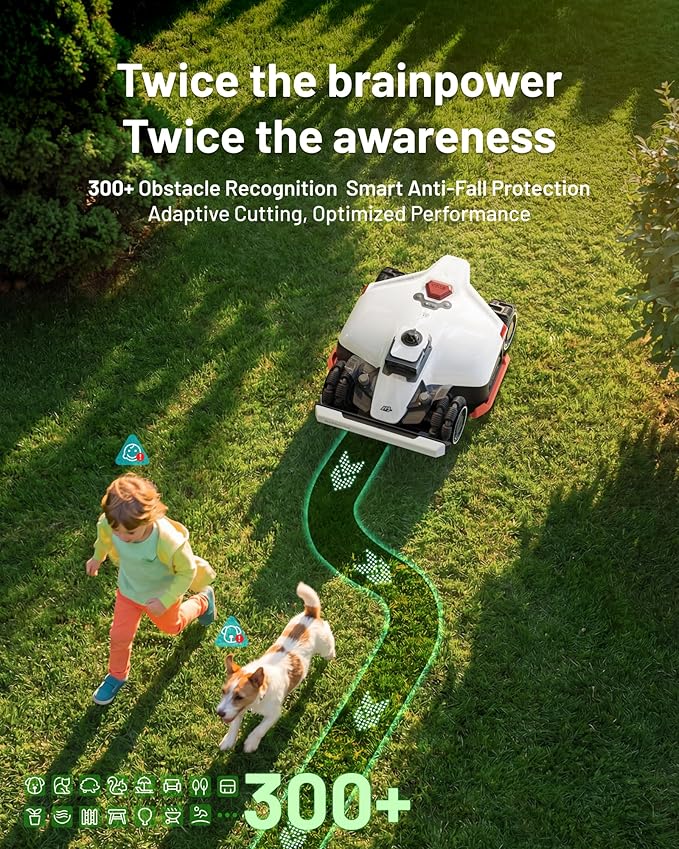 Mammotion LUBA 3 AWD 1500H Robot Lawn Mower, with Washstand Shipped Separately, 0.37 Acre, 360° LiDAR+Dual-Camera AI Vision, AWD for 80% Slopes, 15 Multi-Zone Management, Cut Height 2.2"-4.0"