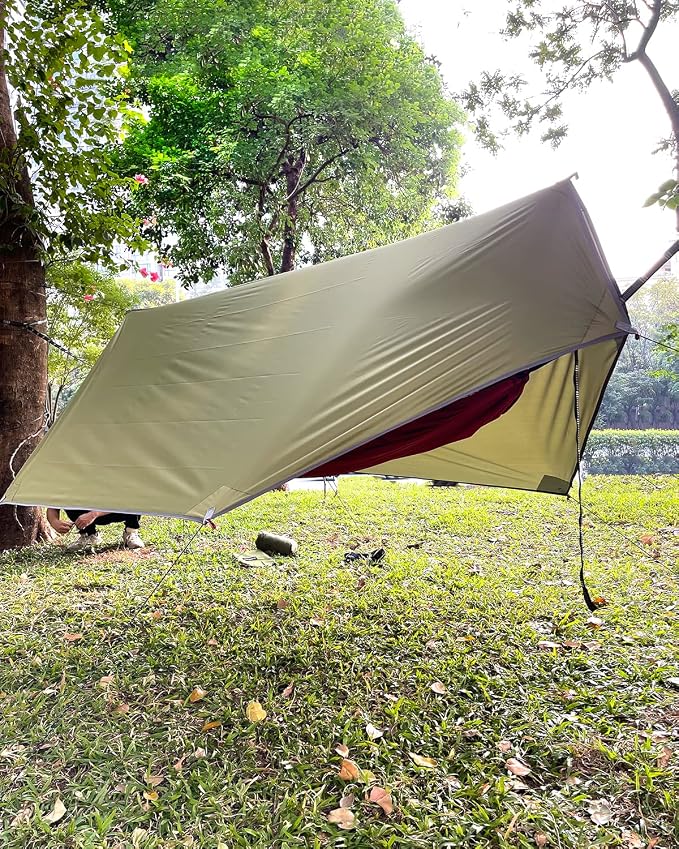 Sunyear Camping Hammock with Rain Fly and Net - Outdoor Hammock Accessories-Hammock Tent for Outside-Keep Side Wind&Rain-Large and Heavy Duty