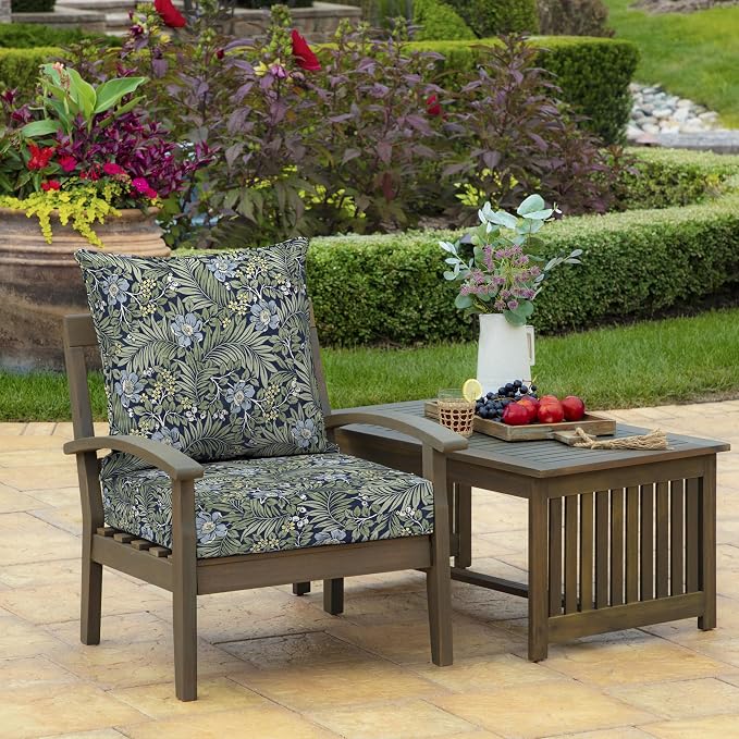 Arden Deep Seat Outdoor Chair Cushion Set (4-Pack), 24 in x 24 in, Weather-Proof, Rain-Proof, Fade Resistant Patio Cushion Set for Chair, Sofa, and Couch Sapphire Morrison Floral | 4-Pack, Outdoor Sofa, Couch, Conversation Set, Weather-Proof, Rain-Proo...