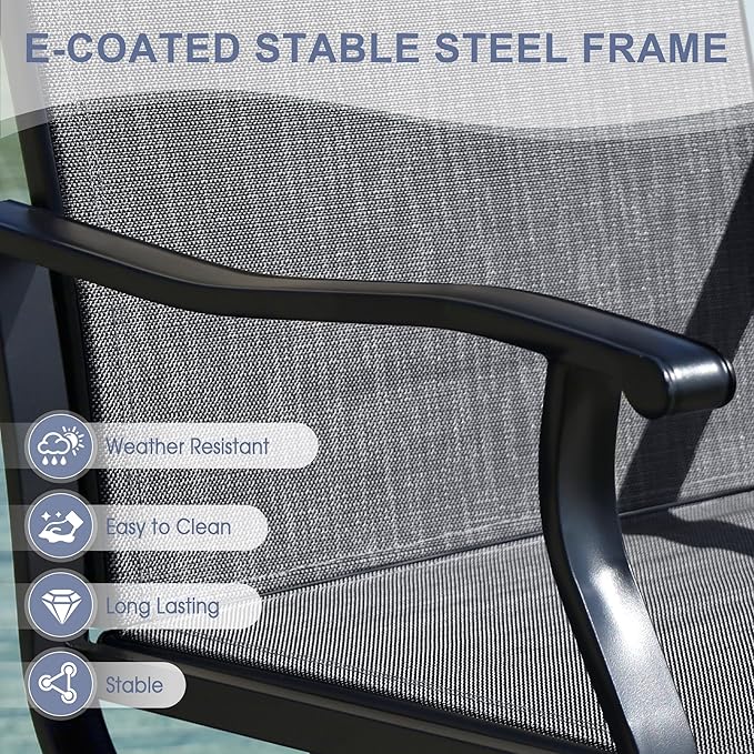 VICLLAX 9 Pieces Outdoor Dining Set, Patio Furniture Set of 8 Patio Swivel Dining Chairs and 60" Patio Round Table, Dark Charcoal Chairs & Walnut Tabletop