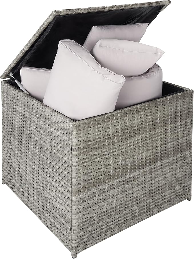SAFAVIEH Outdoor Collection Helga Grey/Grey Wicker Conversation Patio Set