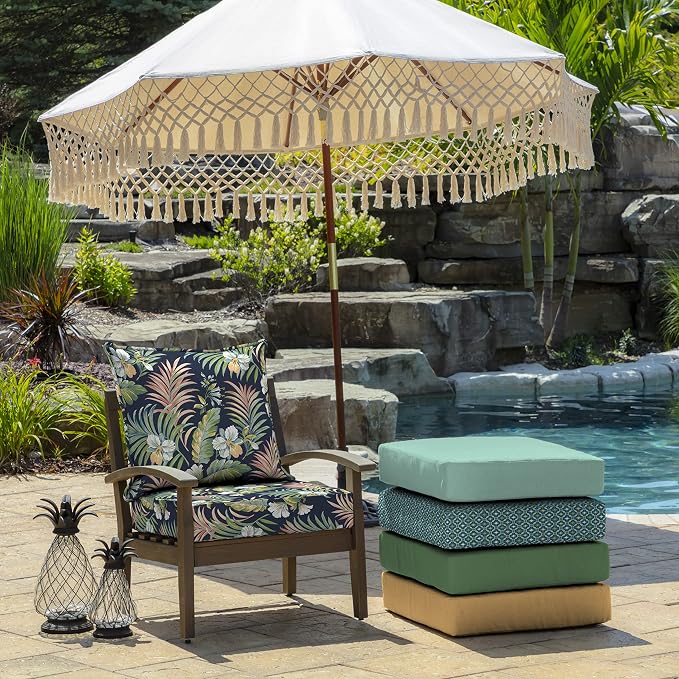 Arden Outdoor Deep Seat Cushion Set, 24x24, Blue Tropical